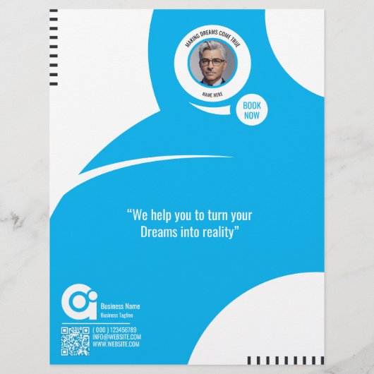 Reisbureau Flyer Blue Sjabloon (Achterkant)