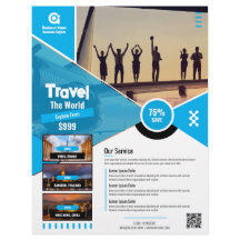 Reisbureau Flyer Blue Sjabloon