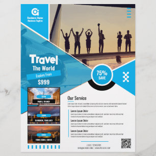 Reisbureau Flyer Blue Sjabloon