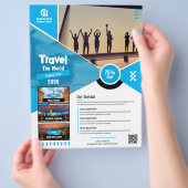 Reisbureau Flyer Blue Sjabloon (Hand)
