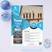 Reisbureau Flyer Blue Sjabloon (Enkel)