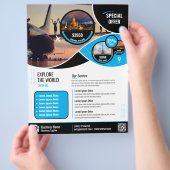 Reisbureau Flyer Blue Sjabloon (Hand)