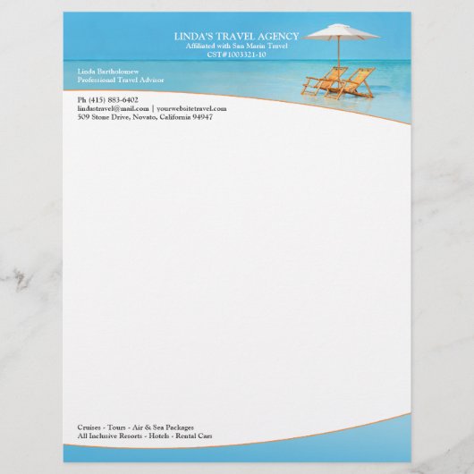 reisbureau Letterhead Briefhoofd Ontwerp (Voorkant)