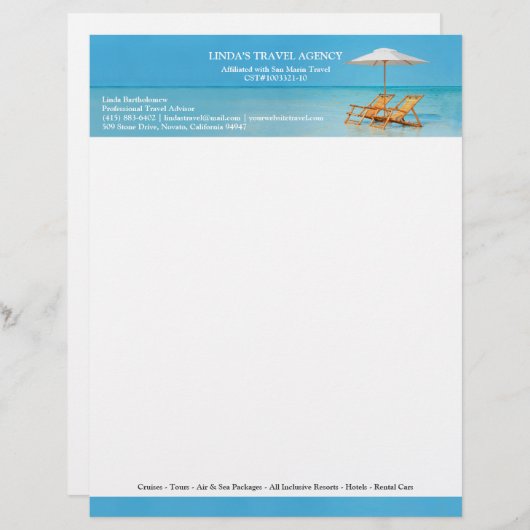 reisbureau Letterhead Persoonlijk Briefhoofd (Voorkant / Achterkant)
