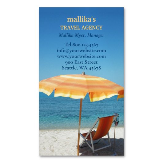 Reisbureau Magnetisch Visitekaartje (Voorkant Verticaal)