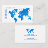 Reisbureau met blauwe Wereldkaart Visitekaartje (Voorkant / Achterkant)