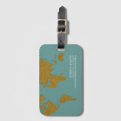 Reisbureau Modern stoffig-blauwgroen-blauw Bagagelabel (Voorkant (verticaal))