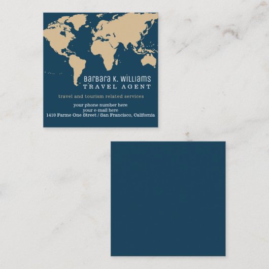 Reisbureau Modern Visitekaartje met Wereldkaart (Voorkant / Achterkant)