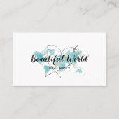 Reisbureau Reisblog Wereldkaart Logo Visitekaartje (Voorkant)