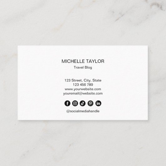 Reisbureau Reisblog Wereldkaart Logo Visitekaartje (Achterkant)