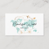 Reisbureau Reisblog Wereldkaart Logo Visitekaartje (Voorkant)