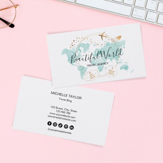 Reisbureau Reisblog Wereldkaart Logo Visitekaartje
