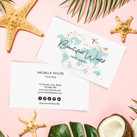 Reisbureau Reisblog Wereldkaart Logo Visitekaartje