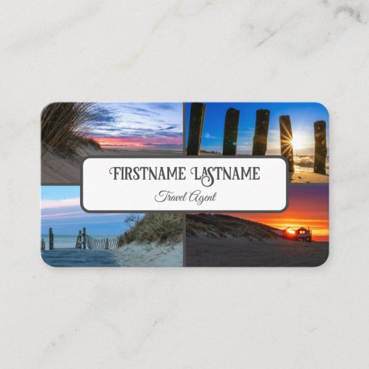 Reisbureau zonsondergang hemel oceaan strand foto' visitekaartje (Voorkant)