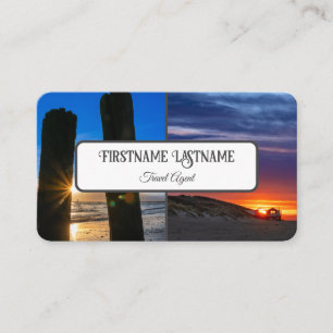 Reisbureau zonsondergang hemel oceaan strand foto' visitekaartje