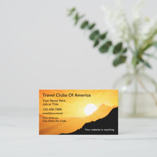 Reisclub en deskundige agent visitekaartje (Staand voorkant)