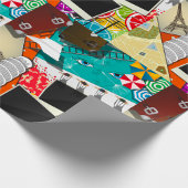 Reiscollage met iconische bezienswaardigheden Vaka Cadeaupapier