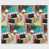 Reiscollage met iconische bezienswaardigheden Vaka Cadeaupapier (Vlak)