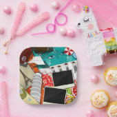 Reiscollage met iconische bezienswaardigheden Vaka Papieren Bordje (Feest)