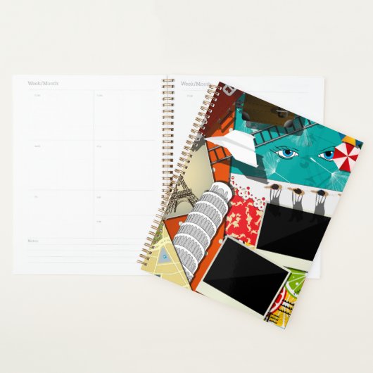 Reiscollage met iconische bezienswaardigheden Vaka Planner (Display)
