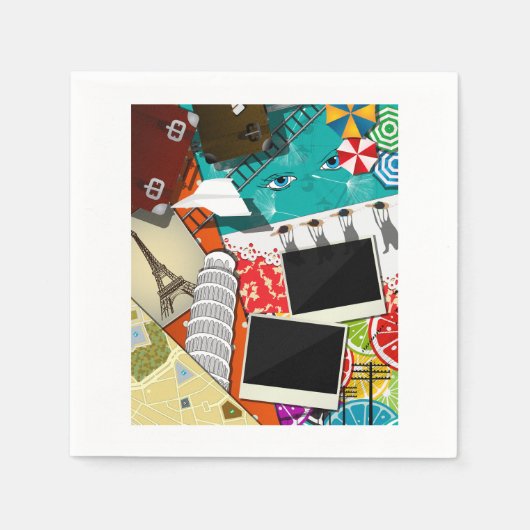 Reiscollage met iconische bezienswaardigheden Vaka Servet (Voorkant)