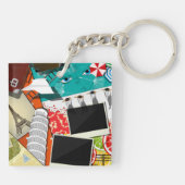 Reiscollage met iconische bezienswaardigheden Vaka Sleutelhanger (Achterkant)