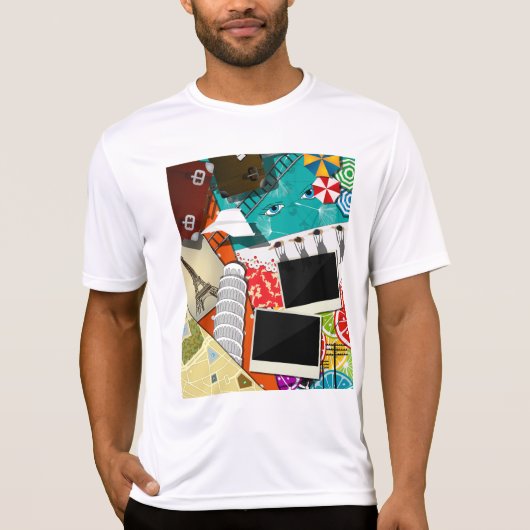 Reiscollage met iconische bezienswaardigheden Vaka T-shirt (Voorkant)