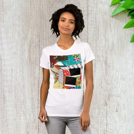Reiscollage met iconische bezienswaardigheden Vaka T-shirt