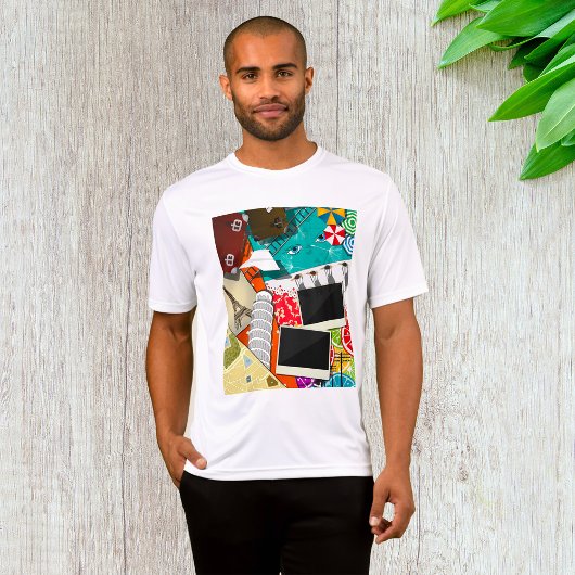 Reiscollage met iconische bezienswaardigheden Vaka T-shirt