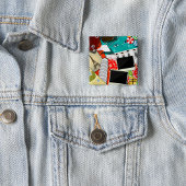 Reiscollage met iconische bezienswaardigheden Vaka Vierkante Button 5,1 Cm