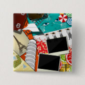 Reiscollage met iconische bezienswaardigheden Vaka Vierkante Button 5,1 Cm (Voorkant)