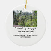 Reisconsulent bedrijf naam e-mail website toevoege keramisch ornament (Voorkant)