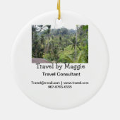 Reisconsulent bedrijf naam e-mail website toevoege keramisch ornament (Achterkant)