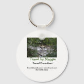 Reisconsulent bedrijf naam e-mail website toevoege sleutelhanger (Voorkant)