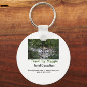 Reisconsulent bedrijf naam e-mail website toevoege sleutelhanger (Voorkant)