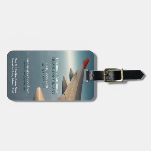 Reisconsultant voor reisdiensten, vliegtuig-Wing Bagagelabel (Voorkant horizontaal)