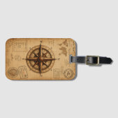 Reisdagboek Kompas Bagage Label Vintage (Voorkant (horizontaal))
