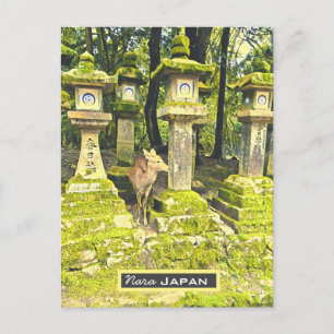 Reisdruk op het Japanse herenpark Nara Japan Briefkaart