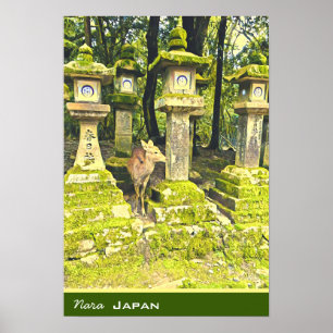 Reisdruk op het Japanse herenpark Nara Japan Poster