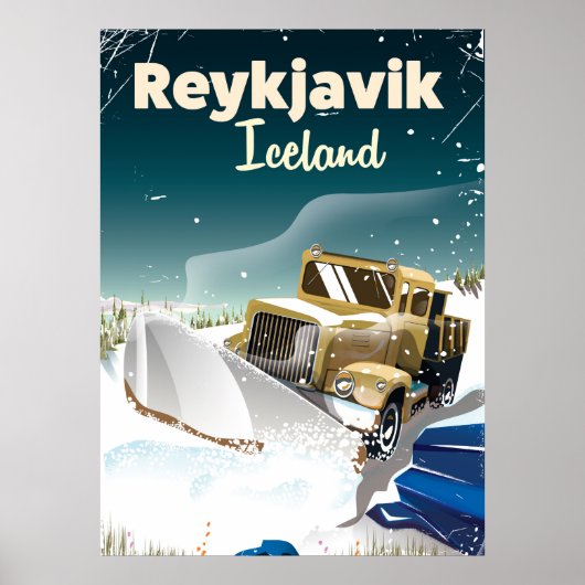 Reisdruk Reykjavik IJsland Poster (Voorkant)