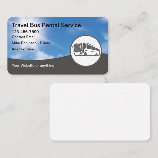 Reisfeest Bus Verhuur Visitekaartjes (Voorkant / Achterkant)