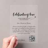 Reisfonds Aanvraag QR Code Honeymoon Fund Acryl Uitnodigingen (Insitu (Draagbaar))