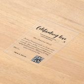 Reisfonds Aanvraag QR Code Honeymoon Fund Acryl Uitnodigingen (Laagn)