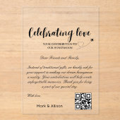 Reisfonds Aanvraag QR Code Honeymoon Fund Acryl Uitnodigingen (Voorkant)