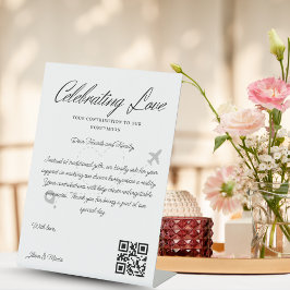 Reisfonds Aanvraag QR Code Honeymoon Fund Reclamebord Met Voetstuk