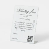 Reisfonds Aanvraag QR Code Honeymoon Fund Reclamebord Met Voetstuk (Voorkant)