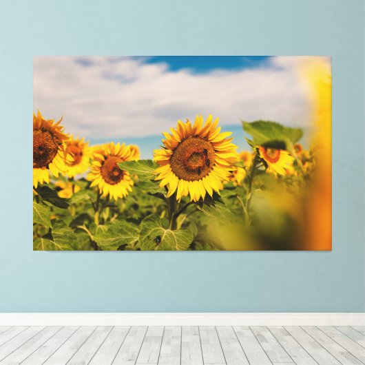 Reisfotografie Decor met Zonnebloem Foto Canvas Afdruk (Insitu (Houten vloer))