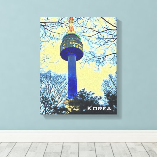 Reisfotografie van Seoul Tower Korea Canvas Afdruk (Insitu (Houten vloer))