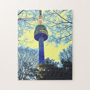 Reisfotografie van Seoul Tower Korea Legpuzzel
