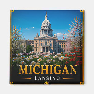 🗺️ Reisgeheugen Michigan voor reizigers op een we Magneet